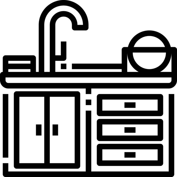 armoires placard icône de cuisine dans le style Outline - Vecteur, image