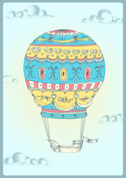 Retro hot air balloon. - Vector, Image