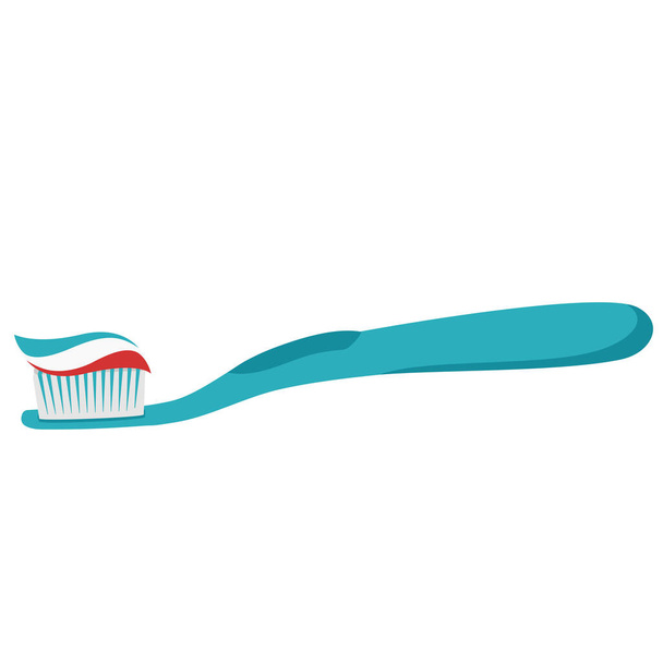 Vettore isolato oggetto illustrazione cura dentale orale spazzolino e dentifricio - Vettoriali, immagini