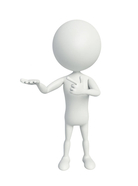 3d renderizado, ilustración 3d de carácter blanco con pose de presentación. - Foto, Imagen