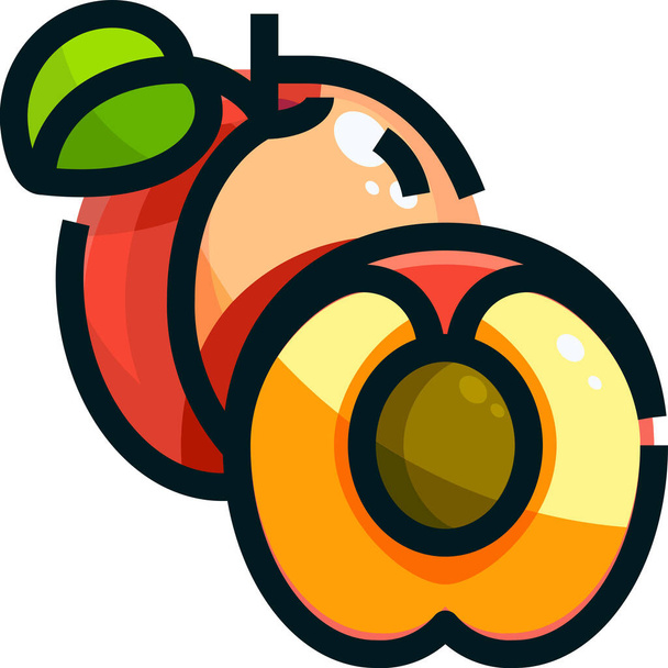 ícone de fruta de comida de damasco no estilo de esboço preenchido - Vetor, Imagem