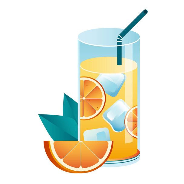 drank citrus cocktail icoon in gladde stijl - Vector, afbeelding