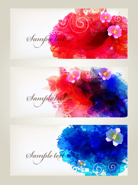 Watercolor vector Set of floral cards - ベクター画像