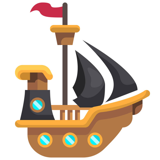 boat pirate pirates icon in Flat style - Vettoriali, immagini