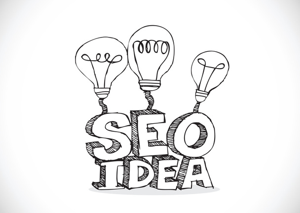 Лампочка SEO Идея Поисковая система Оптимизация концепции дизайна
 - Вектор,изображение