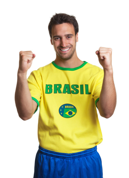 Cheering brazilian soccer fan - 写真・画像