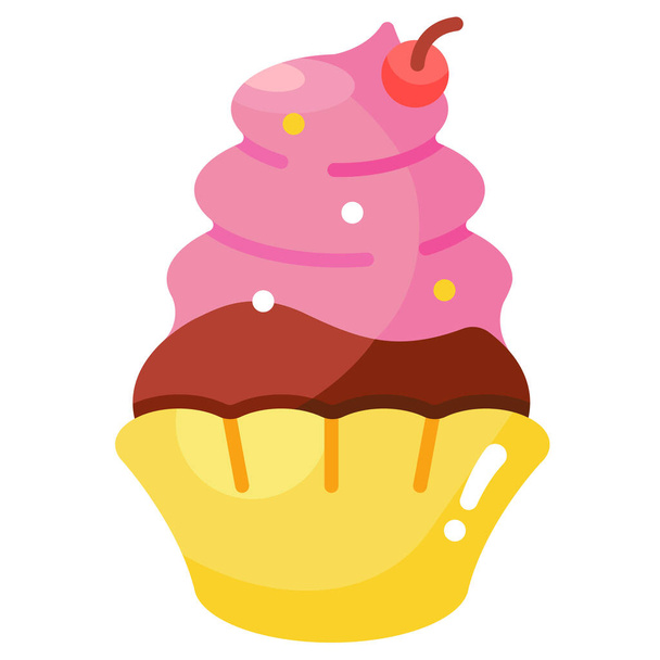 bakery cake cupcake icon in Flat style - Vektor, kép