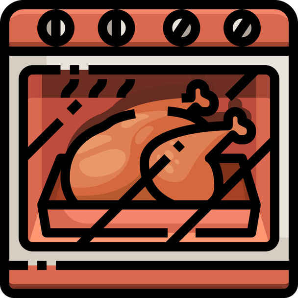 κοτόπουλο πούτσα μαγειρέματος εικονίδιο σε γεμιστό περίγραμμα στυλ - Διάνυσμα, εικόνα