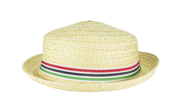 Sombrero redondo de paja sobre fondo blanco - Foto, imagen