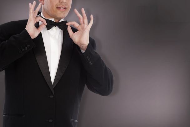 Classical Black Tuxedo.Bow tie - Fotoğraf, Görsel