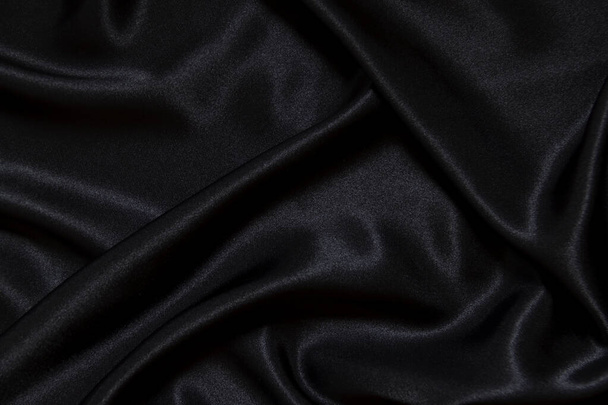 Siyah ipek kumaş arkaplanı - Fotoğraf, Görsel