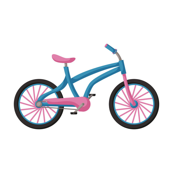 Gyermek kerékpár elszigetelt rajzfilm ikon. Vektor illusztráció gyermekek kerékpár fehér háttér. Vektor rajzfilm ikon gyermek kerékpár. - Vektor, kép