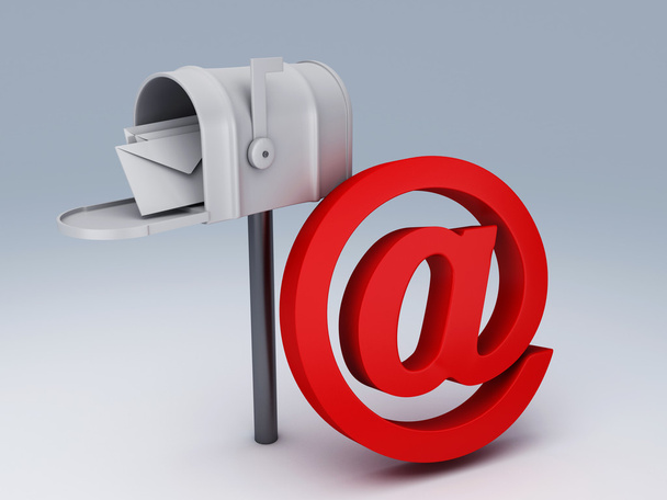 біла поштова скринька з купою літер і символом AT
 - Фото, зображення