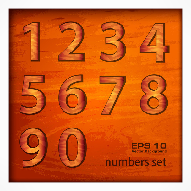 Set of numbers on wooden - Vektor, kép