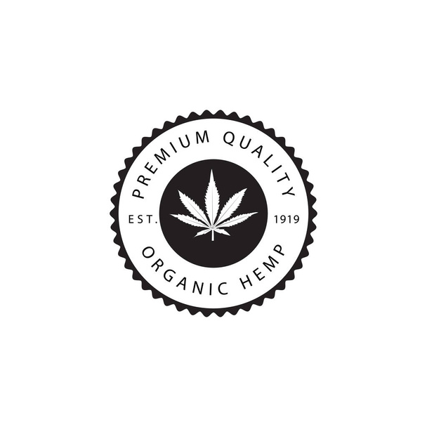 вінтажний логотип органічної конопель для бренду, алюмінію або значка
 - Вектор, зображення