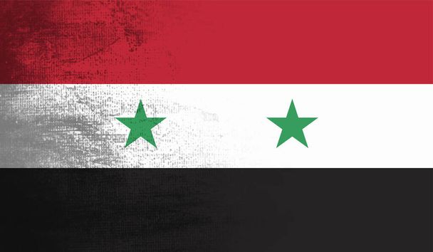 Flaga Syrii z falującą fakturą grunge. Tło wektorowe. - Wektor, obraz