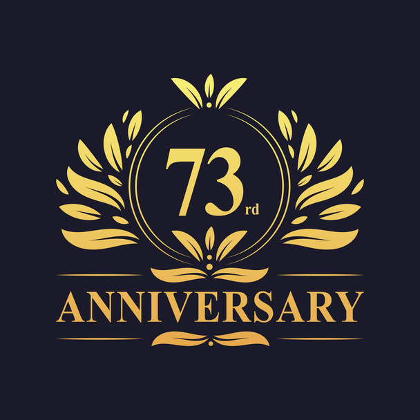 73rd Anniversary Design, luxurious golden color 73 years Anniversary logo design celebration. - Vector, imagen