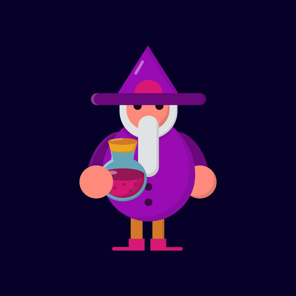 Wizard potion item shop carácter icono, logotipo e ilustración Vector - Vector, imagen
