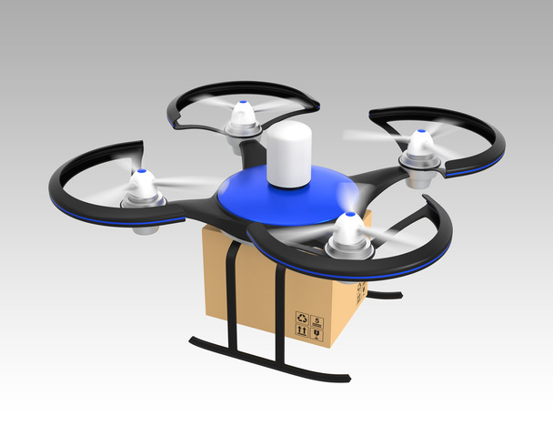 Paquete de cartón de transporte de drones de aire para concepto de entrega rápida
 - Foto, Imagen