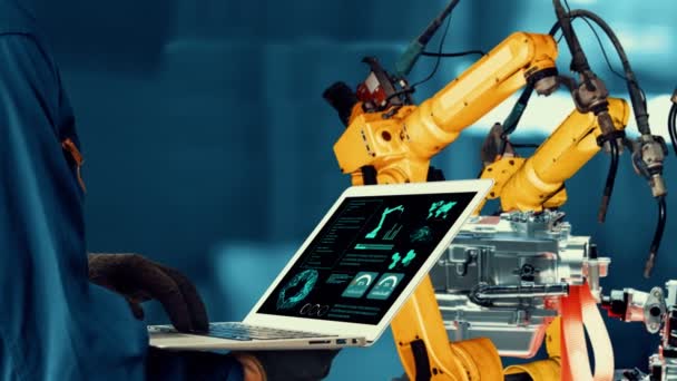 Έξυπνος εκσυγχρονισμός ρομποτικών εξοπλισμών της βιομηχανίας για καινοτόμο τεχνολογία εργοστασίων - Πλάνα, βίντεο