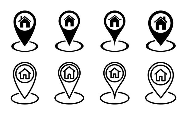 Address icon set. home location icon vector - Vector, Image