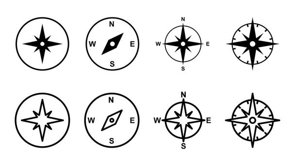 Set di icone della bussola. freccia bussola icona vettore - Vettoriali, immagini