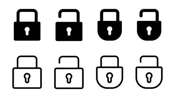 Conjunto de ícone de bloqueio. Vetor de ícone de cadeado. Ícone de criptografia. Símbolo de segurança - Vetor, Imagem