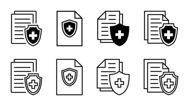Set di icone dell'assicurazione medica. icona dell'assicurazione sanitaria - Vettoriali, immagini