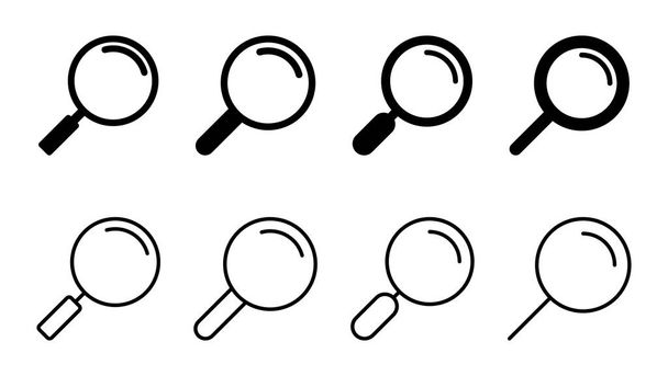 Σύνολο εικονιδίων αναζήτησης. αναζήτηση μεγεθυντικό φακό εικονίδιο - Διάνυσμα, εικόνα