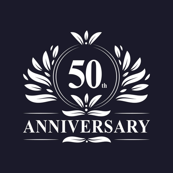 50 years Anniversary logo, luxurious 50th Anniversary design celebration. - Vetor, Imagem