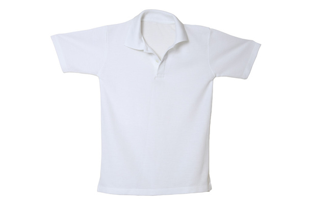 άσπρο πουκάμισο πόλο που απομονώνονται σε λευκό φόντο - Φωτογραφία, εικόνα
