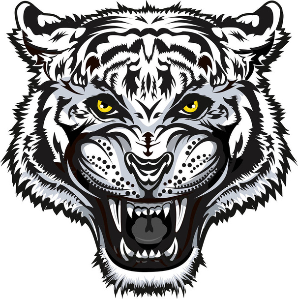 Tiger Face black and white Tattoo - Vector, Image
