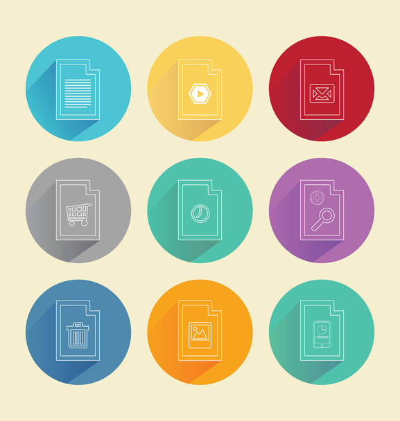 Colourful circles with computing icons - Вектор,изображение