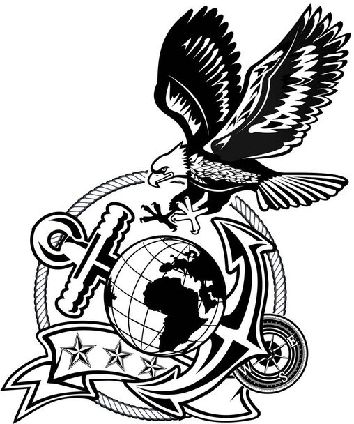 American eagle anchor and Globe  - Vector, Image