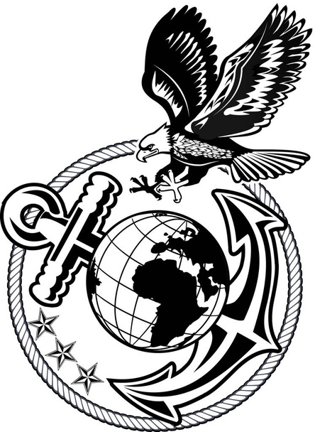 American eagle anchor and Globe  - Vector, Image