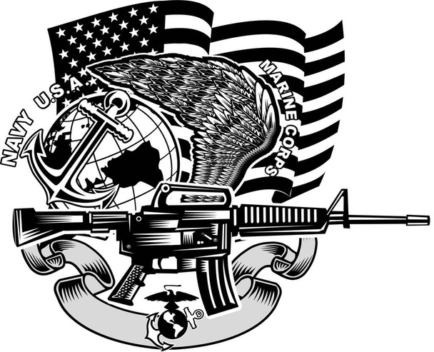 Military  army rifle tattoo - Vector, Image