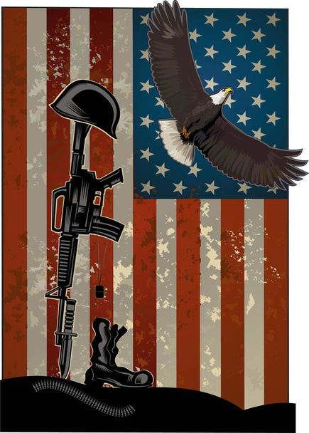 Veteránok napi illusztráció. Tisztelet az amerikai veteránoknak, akik szolgáltak - Vektor, kép