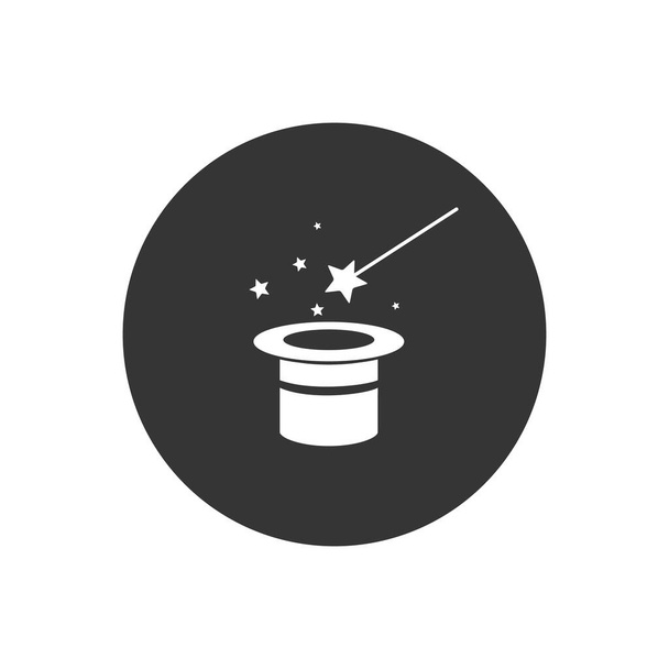 Magic wand and hat white icon vector - Vector, Image