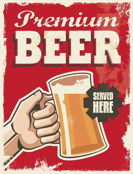 vintage ρετρό μπύρα αφίσα - Διάνυσμα, εικόνα