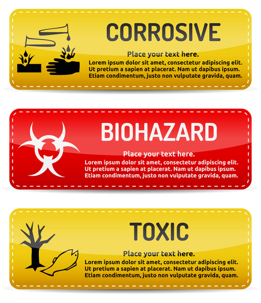 Корозійне, біологічна небезпека, токсичні - набір знак небезпеки - Вектор, зображення