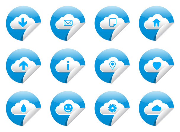 Cloud sticker symbols - Vector, Image