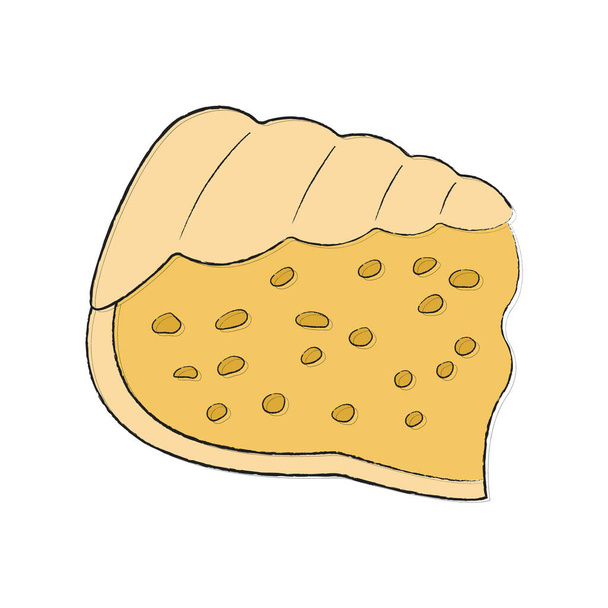 Appetitliches Stück Fontina-Käse für einen Weinteller mit Snacks. Französische Delikatesse. Illustration für Speisekarte, Produktetikett, Logo, Verpackung. Icon für Aufkleber, Design Schaufenster Bauernmarkt - Vektor, Bild
