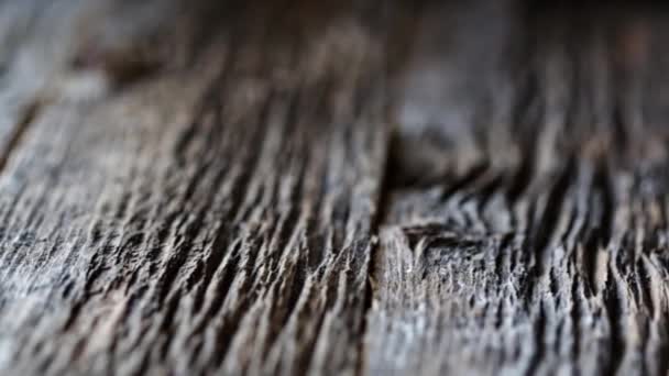 Macro fotocamera close up movimento su tavole di legno rustico - Filmati, video