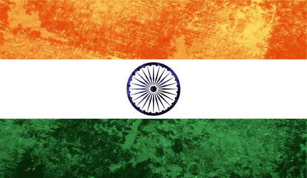 Индийский флаг с размахивающей гранж-текстурой. Векторный фон. - Вектор,изображение