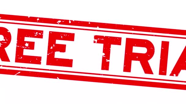 Grunge rojo prueba gratuita palabra cuadrado sello de goma sello zoom sobre fondo blanco - Metraje, vídeo