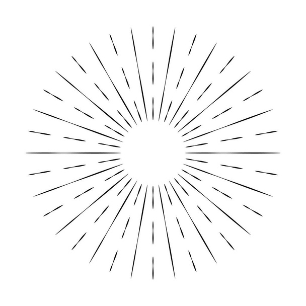 Sunburst line icon isolated on white background, summer web banner, retro circle design, vector illustration . - Vector, Image