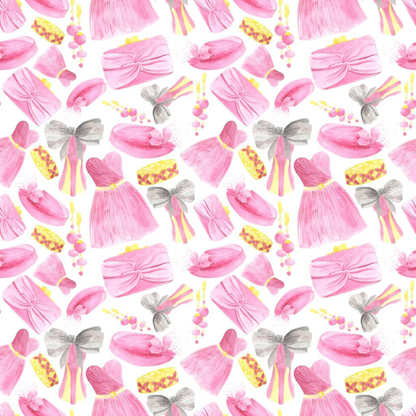 Het patroon van roze accessoires is naadloos - Foto, afbeelding