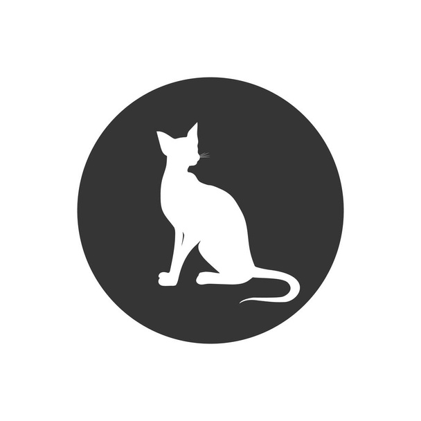 Cat white icon in flat style. векторная иллюстрация - Вектор,изображение