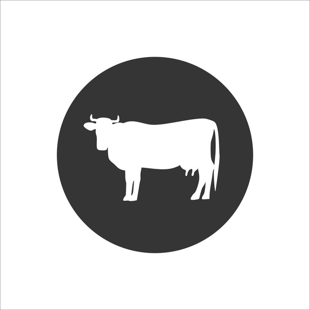 Αγελάδα επίπεδη λευκή εικόνα. Διανυσματική επίπεδη απεικόνιση - Διάνυσμα, εικόνα