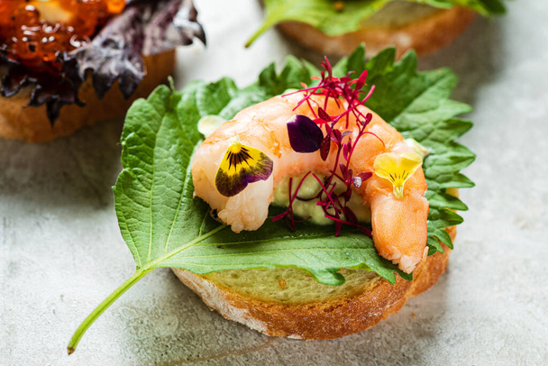 gourmet canape with cheese and herbs - Photo, Image